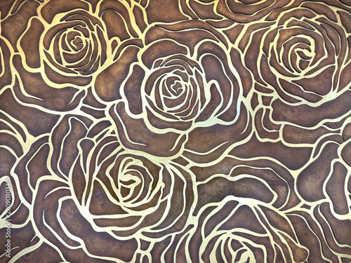 Obraz na plátně Close up of rose flower shape in metallic gold and rustic bronze color