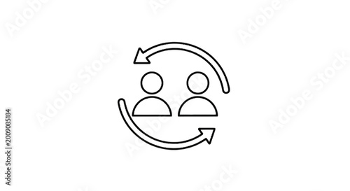Simple icon of two people swapping isolated on transparent background, Vector