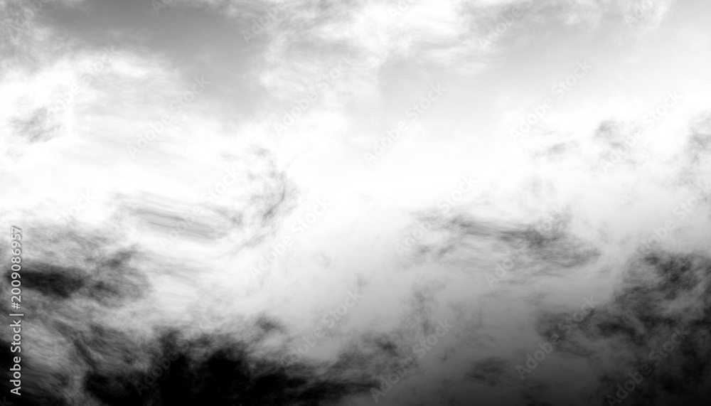 Naklejka premium Black smoke clouds, dirty toxic fog or smog. Overlay digital illustration of dark steam, smoky mist from fire, explosion, burning