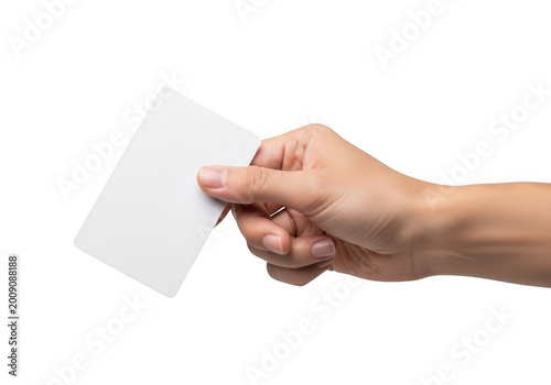 A hand holding a blank white piece of paper ready for writing or drawing