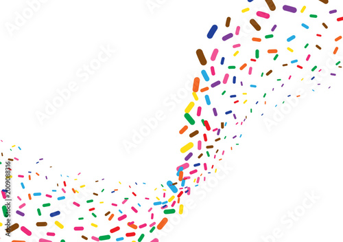 Abstract. Colorful Candy Sprinkles Border on White Background with Copy Space. vector.