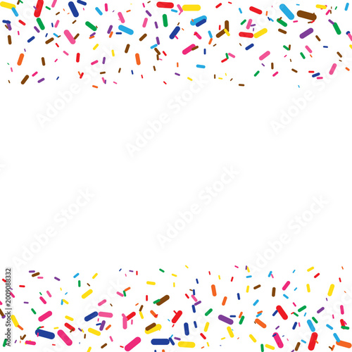 Abstract. Colorful Candy Sprinkles Border on White Background with Copy Space. vector.