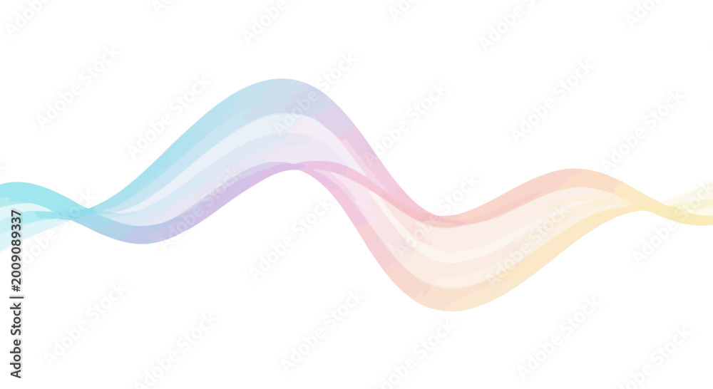 Naklejka premium Abstract Pastel Wave Line Art with Gradient Colors on White Background