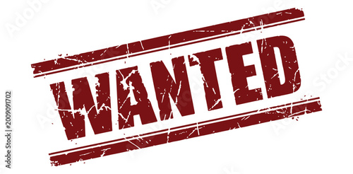 Schilderij op canvas Red distressed wanted rubber stamp icon with grunge texture for western posters