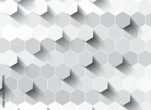 Hexagonal abstract silver background with shadow
