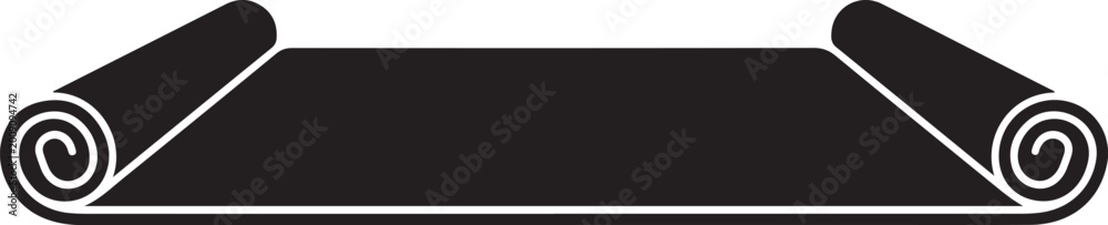 Obraz premium Black, rolled up banner, scroll, sign, vector icon