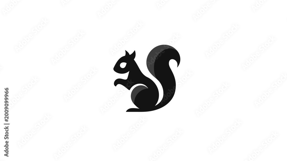 Fototapeta premium Silhouette of a squirrel against white background suitable for various applications