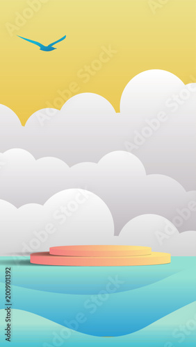 Product podium portrait with beach atmosphere