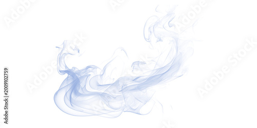 Schilderij op canvas Delicate blue smoke wisps and thin vapor trails on a black background