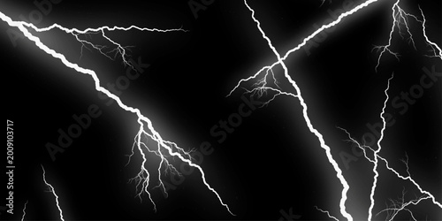 Obraz na płótnie Intense Lightning Strikes Against a Black Background with Dynamic Patterns Illustrating Nature's Raw Power and Energy dynamic energy electricity concept weather phenomenon natural electrical
