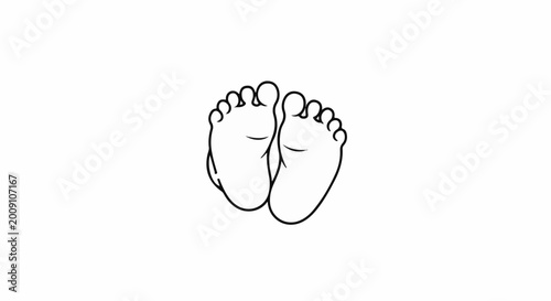 Simple black outline illustration of two human feet