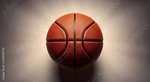 Top view of an orange basketball on a dark background