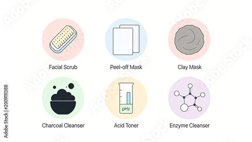 Tableau sur toile Contains scrub, mud film, charcoal facial cleanser, etc