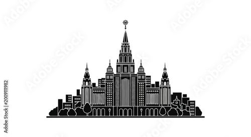 Moscow State University silhouette icon ? architectural landmark