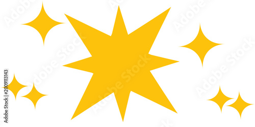 Obraz na płótnie A yellow star with five points is surrounded by five smaller yellow stars - stoc