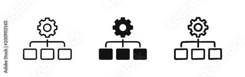 Tableau sur toile Organizational Hierarchy Chart with Gear Icon for Corporate Structure and Operat