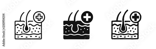 Tableau sur toile Hair Treatment and Dermatology Medical Care Icon Set