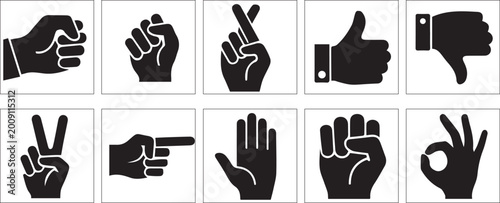 Fotografie Gestures: A collection of hand gestures, each conveying a unique message