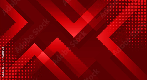 Arrow shape abstract background design with dotted pattern overlay | Modern red color futuristic background
