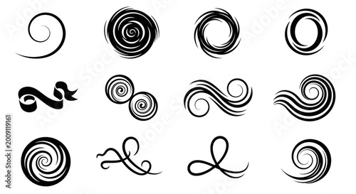 Fotografie Black Swirls and Ornaments - Abstract Decorative Elements