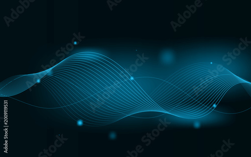 Blending line wave effect technology background | Gradient teal color minimal abstract background design