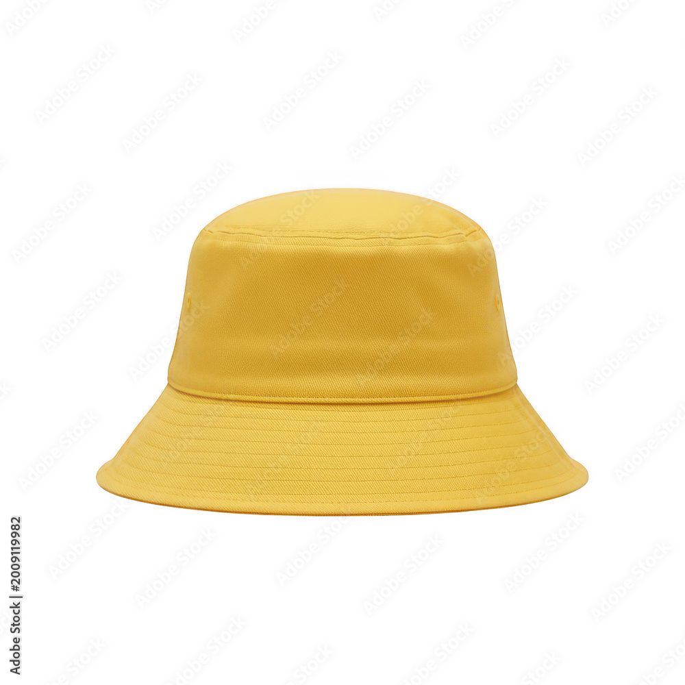 Fototapeta premium Plain yellow cotton bucket hat isolated on a transparent background