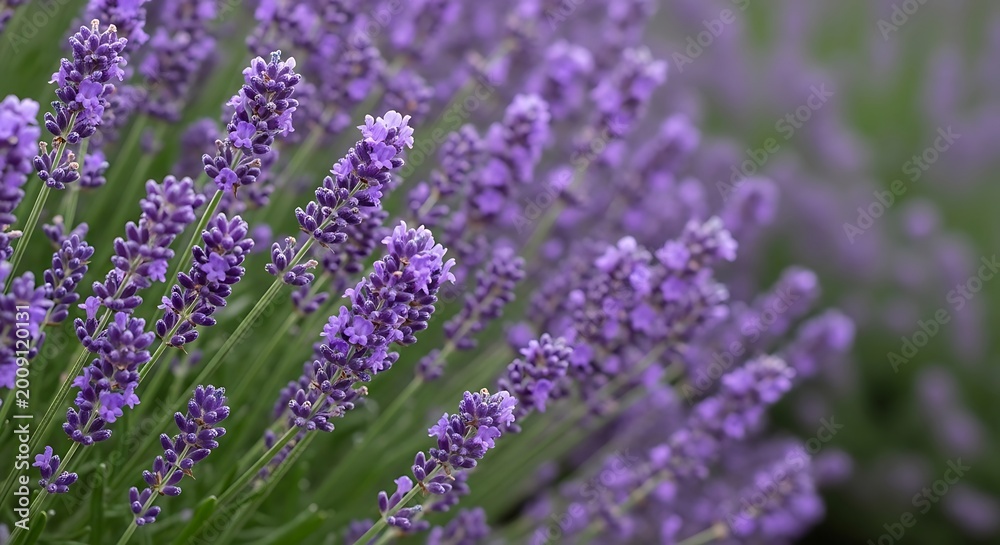 Obraz premium top view of vibrant purple lavender flowers in full bloom