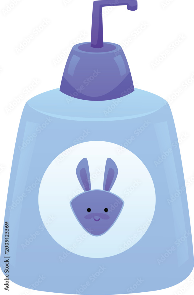 Fototapeta premium A bottle with a dispenser and a blue bunny label for children.
