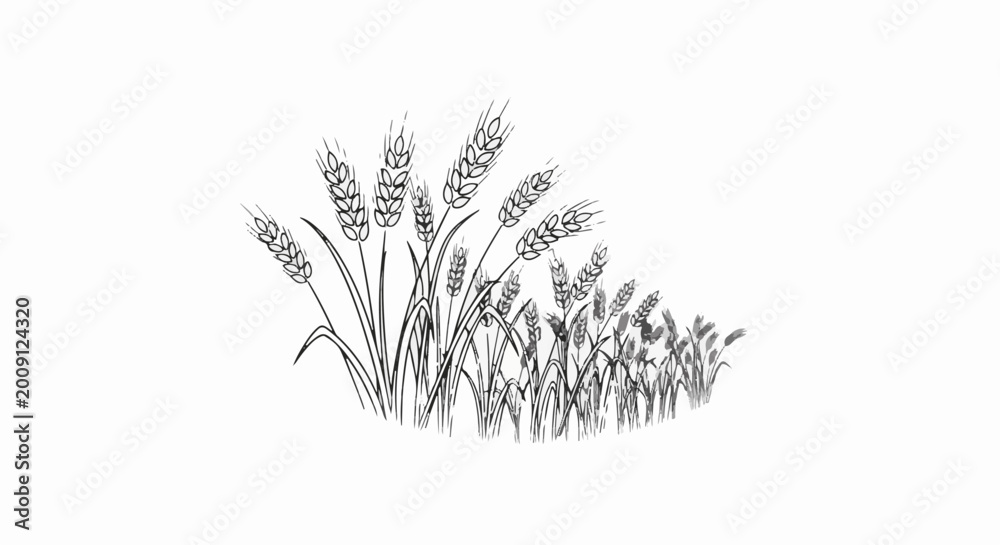 Fototapeta premium Stylized sketch of golden wheat stalks swaying gently in the breeze