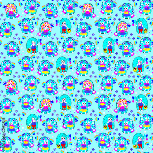 Cute hedgehogs and butterflies. Stylish seamless pattern. Kids textile design.
