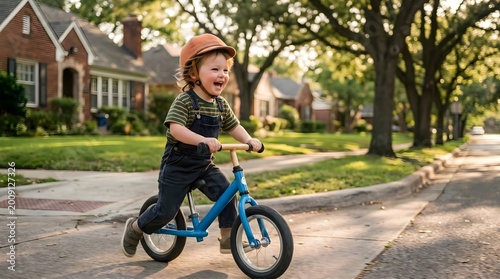 Cute Boy Riding Bicycle