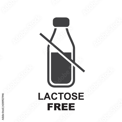 Lactose free icon. No lactose label. 