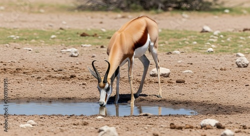 Gemsbok drinking water at a natural waterhole
