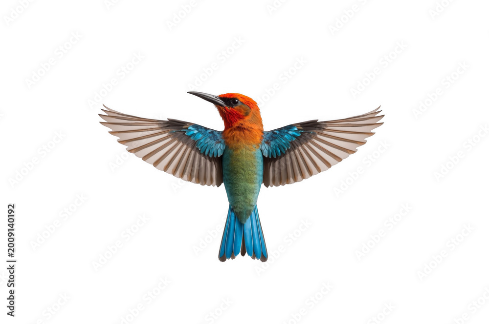 Fototapeta premium Colorful bee-eater bird flying with wings open
