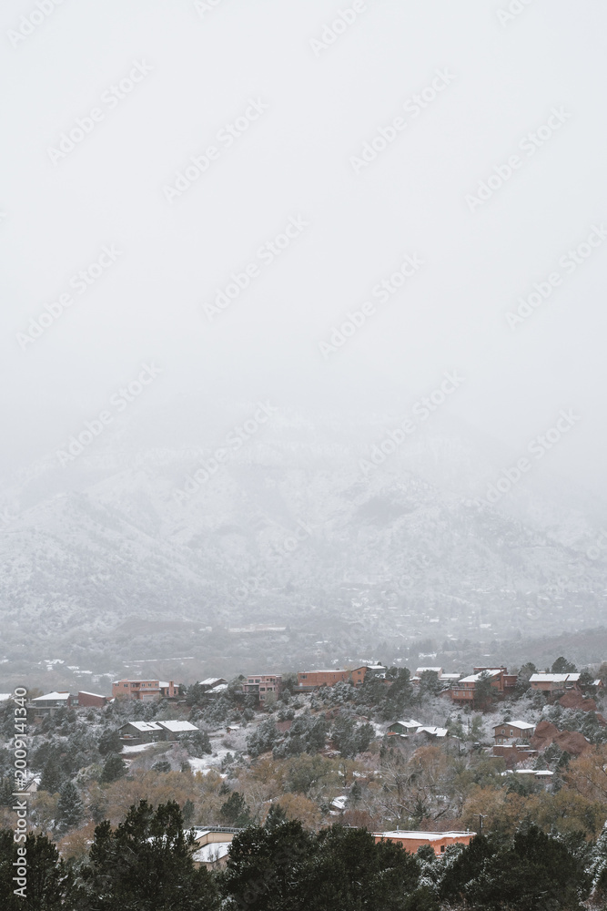 Obraz premium Arial view of snowy city