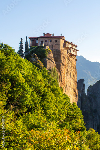 Tableau sur toile The Rousanou Monastery perched on a steep sandstone cliff in Meteora, Greece