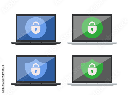 Cybersecurity. Personal data protection. Hand-drawn vector icon set.