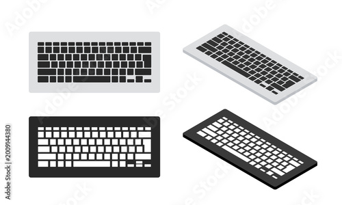 Laptop keyboard. Vector flat and isometric icons. Hand-drawn.