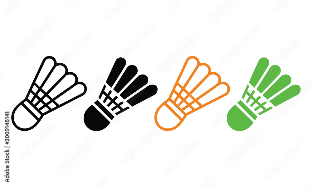Fototapeta premium Set of colorful badminton shuttlecock icons in line