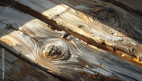 Wooden plank texture with sunlight