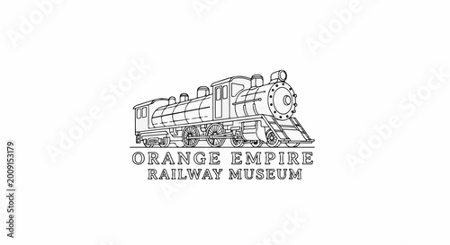 Vintage steam locomotive illustration with museum name below