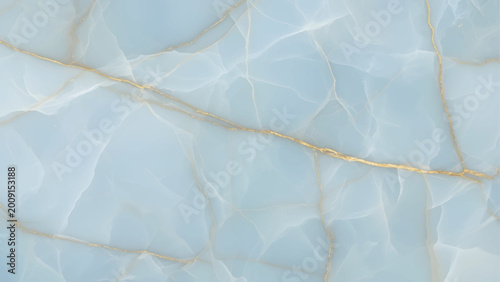 Luxury Abstract Blue Marble Background with Elegant Gold Kintsugi Veins