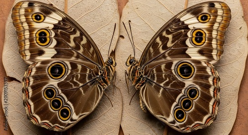 Beautiful butterfly with eye-spots on brown wings