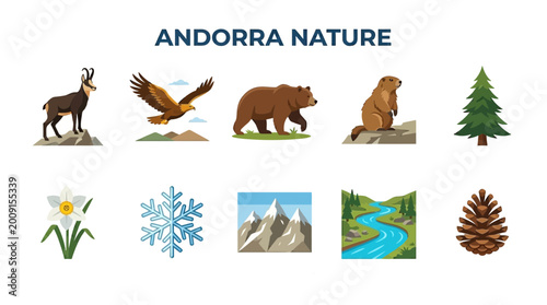 Εκτύπωση καμβά Andorra Nature Collection: Wildlife Flora and Landscapes.