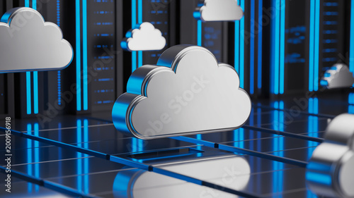The cloud icon has a metallic, glossy finish with a subtle shadow beneath it