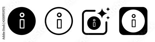 Black information icon symbol representing help support and additional details for modern user interface and mobile applications