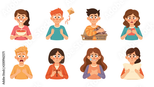 Bild auf Leinwand Expressing Emotions: A collection of diverse individuals, each portrayed with distinct facial expressions and gestures, capturing a spectrum of human sentiments