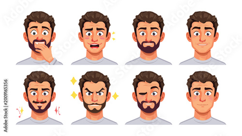 Billede på lærred Emotional Spectrum: Capturing the intricate nuances of human emotions, this captivating illustration showcases a diverse range of expressions, inviting viewers to connect with a spectrum of feelings