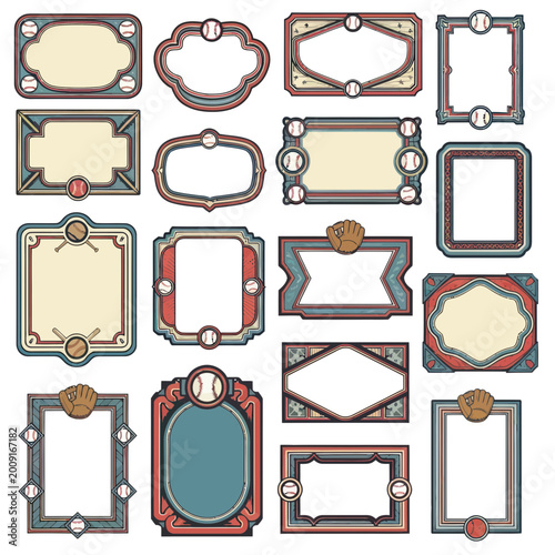 Vintage Baseball Frames and Borders Collection - Retro Sports Design Elements