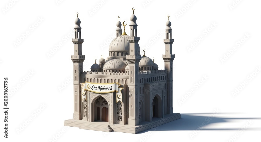 Fototapeta premium 3D model of a mosque architecture.